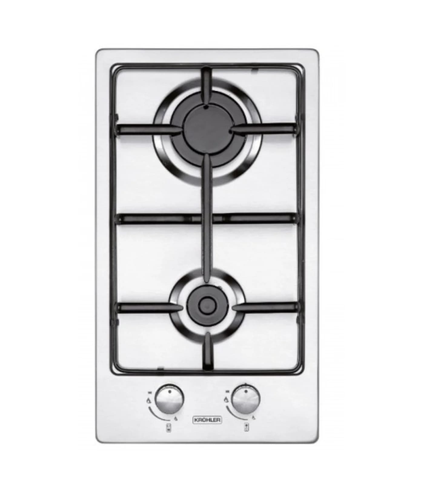 Plaque de Cuisson Gaz 30 cm 2 Feux Inox avec Commandes Frontales – PGE-30-2G-IN