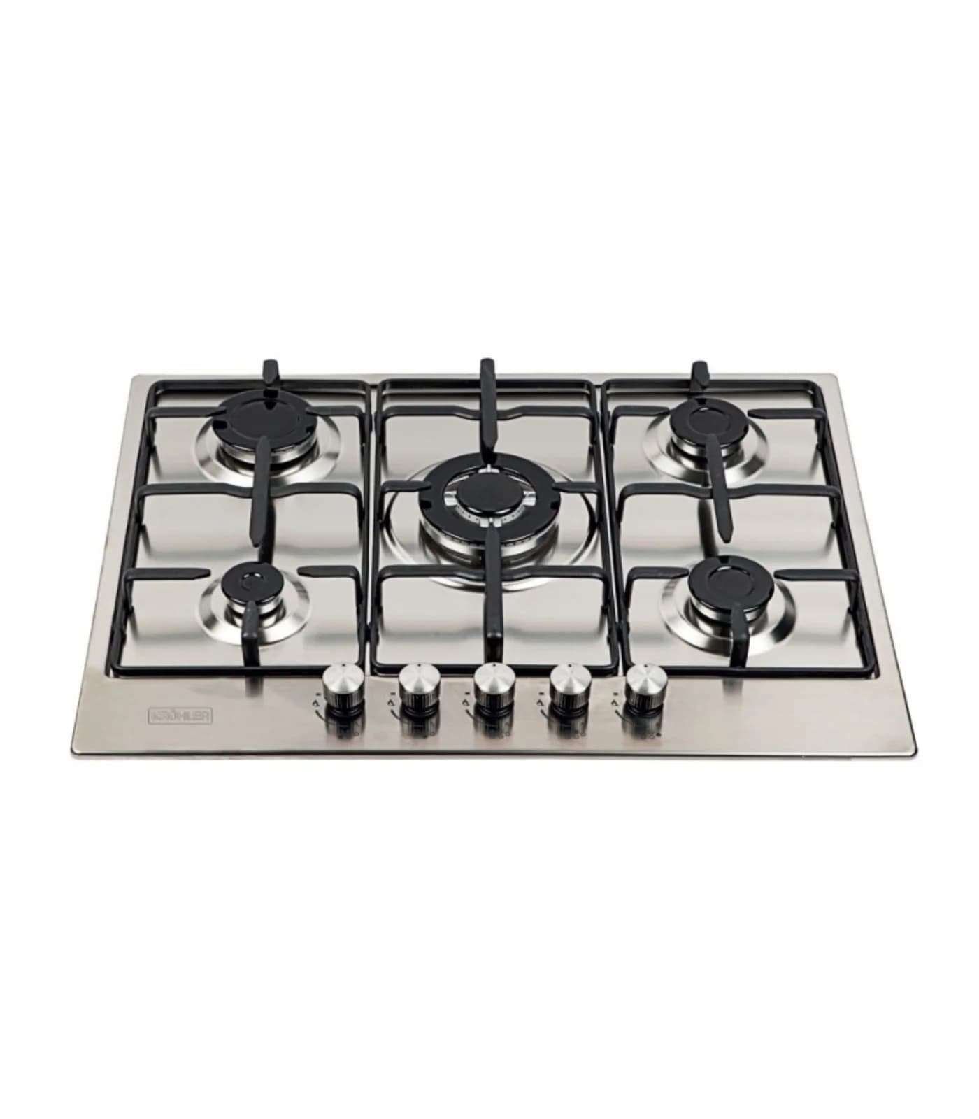 Plaque de Cuisson Gaz 90 cm 5 Feux Inox Grilles Acier Émaillé – PGE-90-480-IN