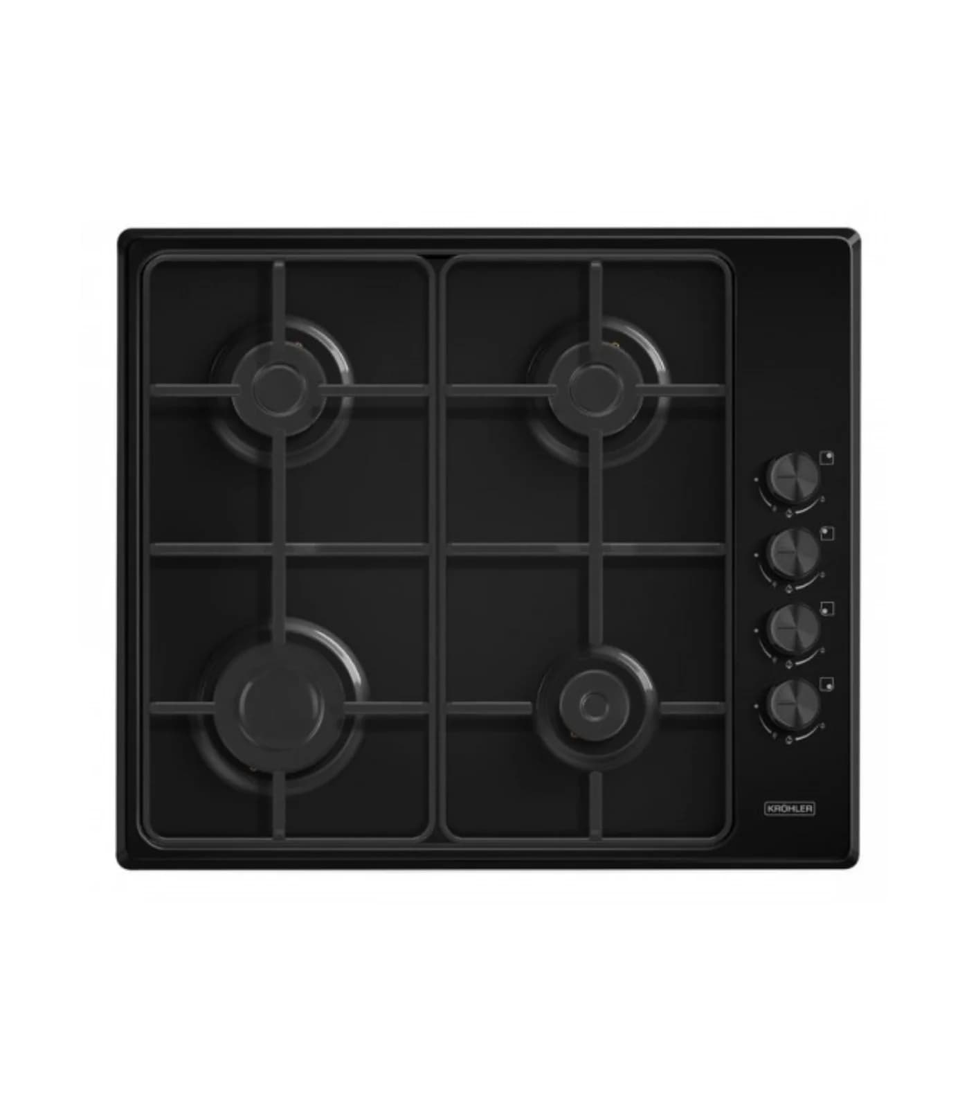 Plaque de Cuisson Gaz 60 cm 4 Feux Noir Émaillé avec Allumage Électrique – PG-700