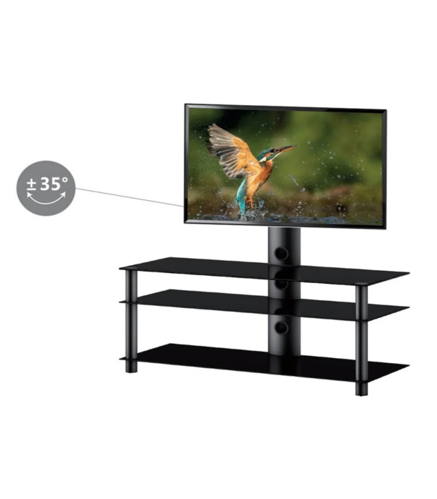 Meuble TV 3 Étagères avec Support Écran 46 Pouces – NEO-1103-B-BLK