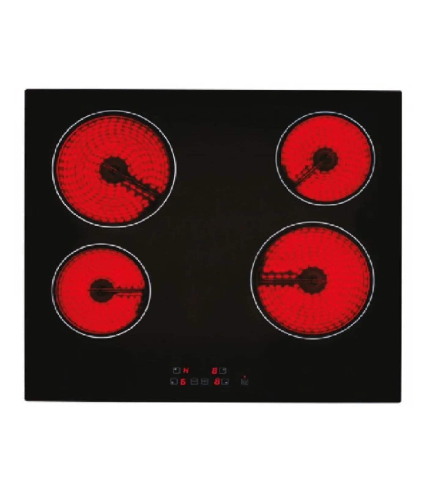 Plaque Vitrocéramique 60 cm 4 Foyers Électriques Tactile Verre Noir – PGE-60-VITRO