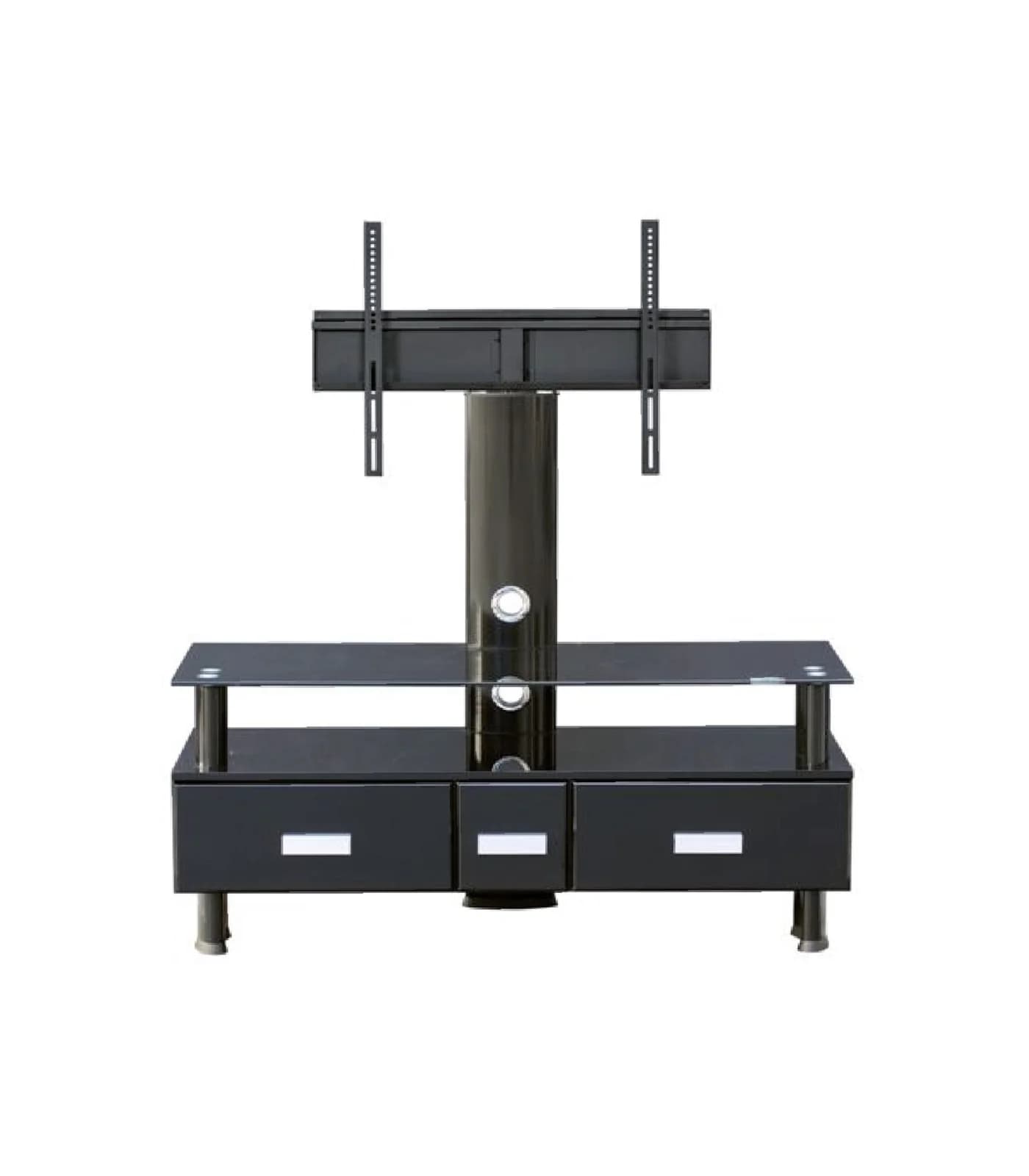Meuble TV Design 120cm 2 Étagères + 3 Tiroirs avec Support LCD Pivotant jusqu'à 50'' – Réf. GMTN031