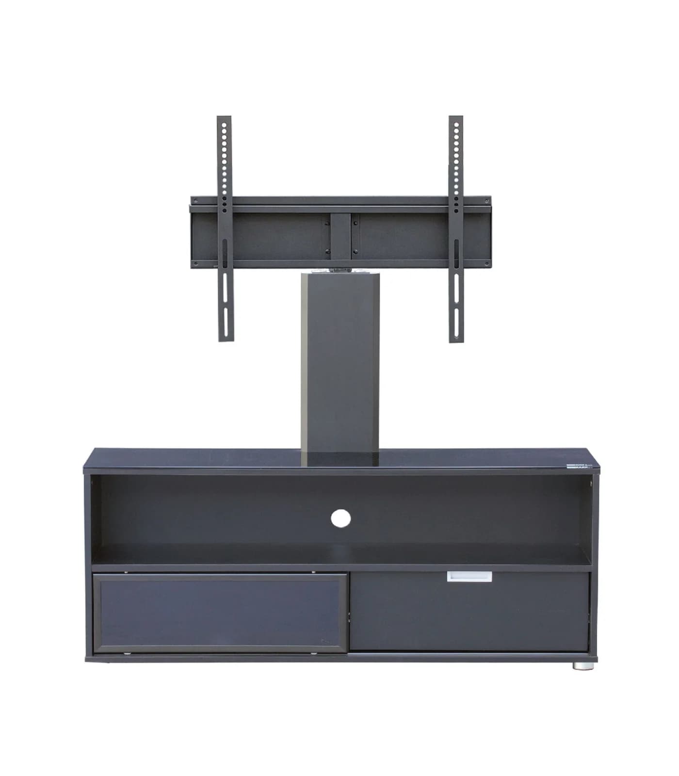 Meuble TV Design 121cm avec Support LCD Pivotant jusqu'à 50'' – Verre Trempé Noir – Réf. EM1212B-BRK