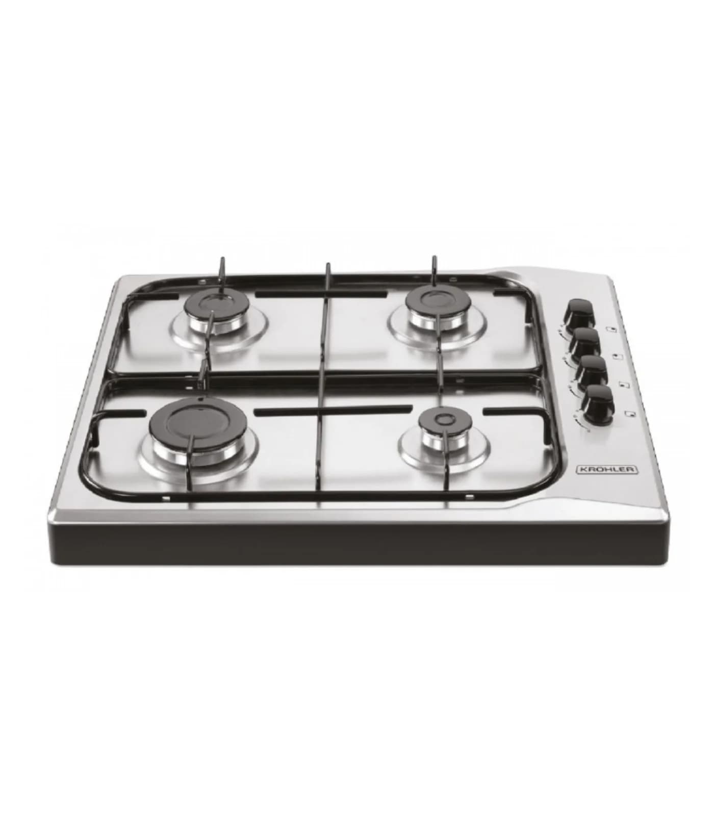 Plaque de Cuisson Gaz 60 cm 4 Feux Inox avec Support Noir et Allumage Électrique – PGP-800