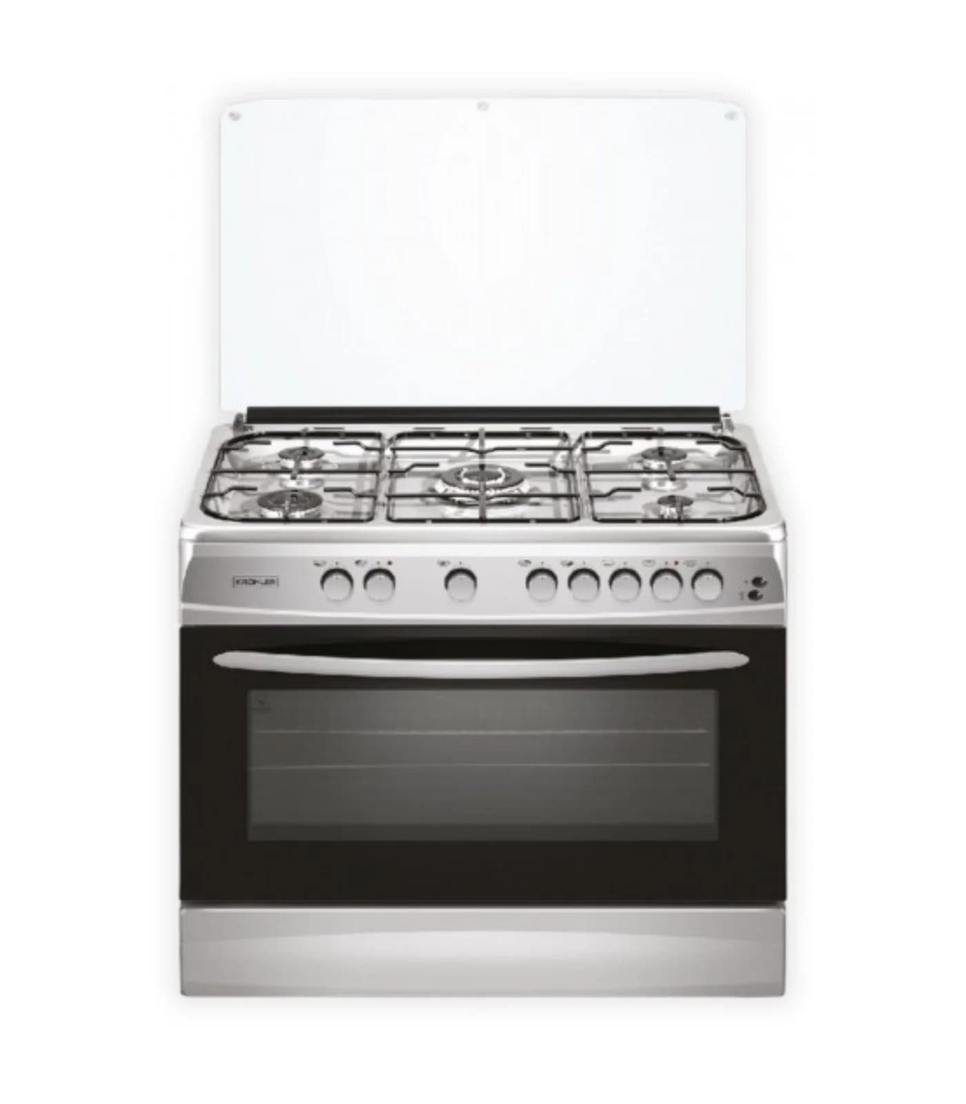 Cuisinière à Gaz 90 cm Inox 5 Feux Four Géant Double – CK9060-DGLITIN