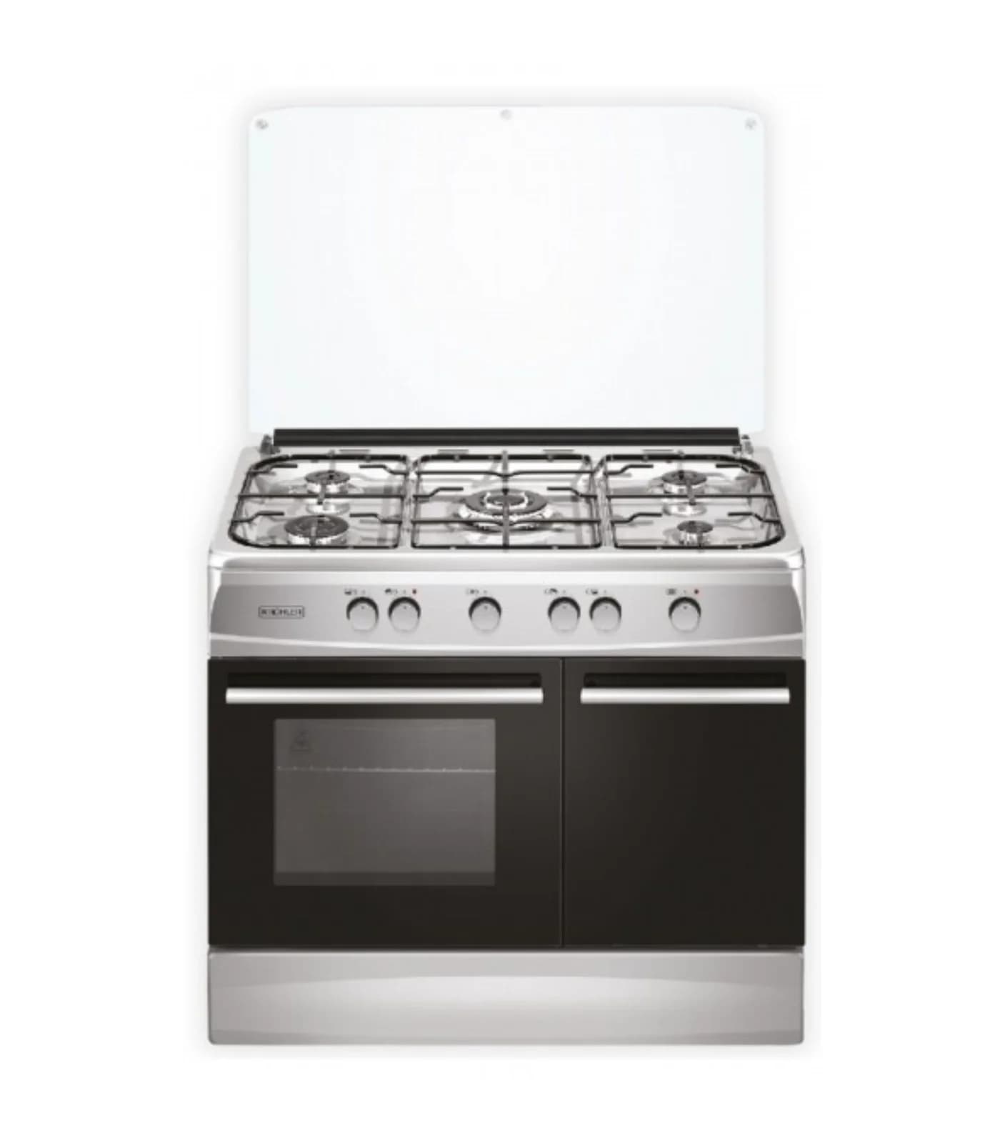 Cuisinière à Gaz 90 cm Inox 5 Feux avec Compartiment Bouteille – CK9060-B-DGLITIN